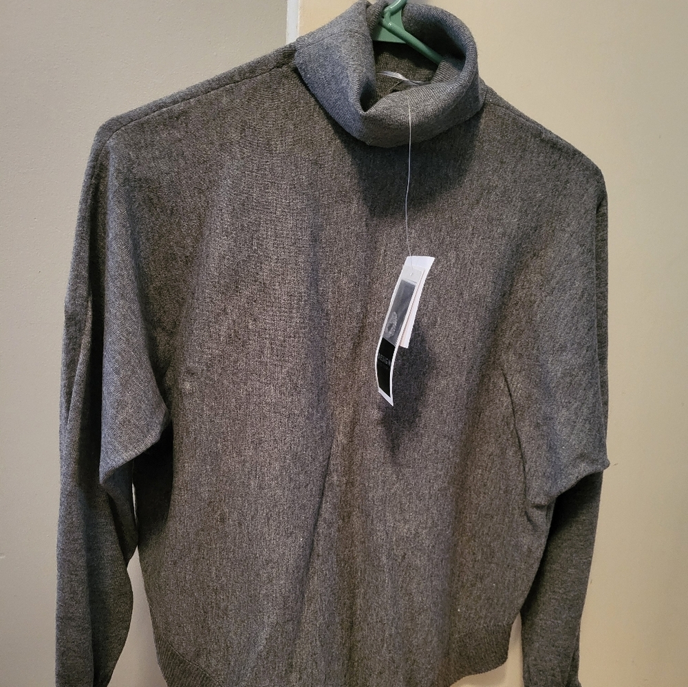 Womens Grey soft knit turtleneck sweater